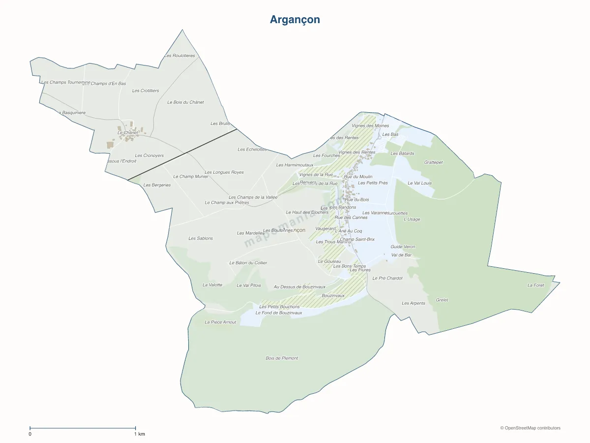 Carte de Argançon à personnaliser