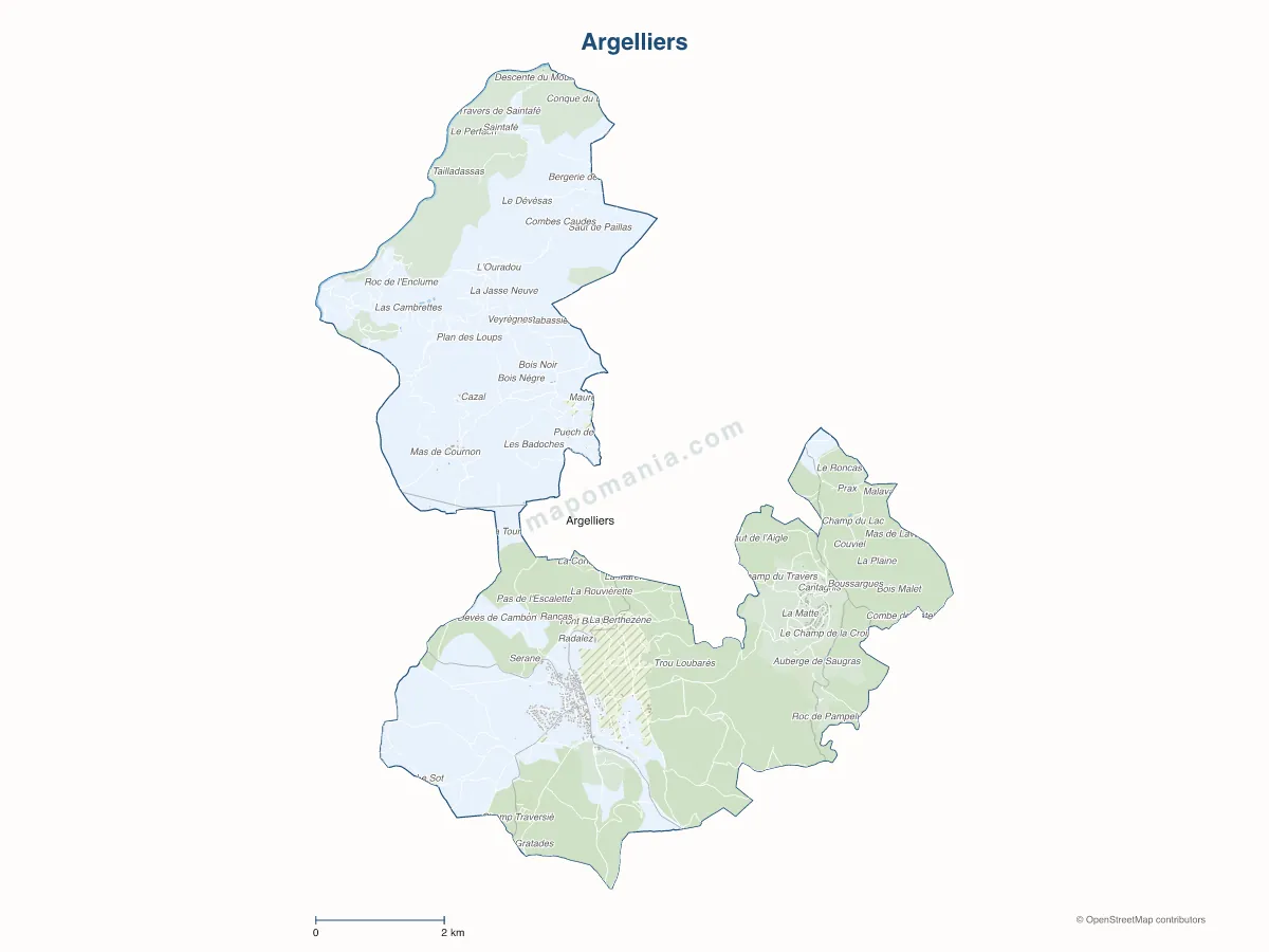 Carte de Argelliers à personnaliser