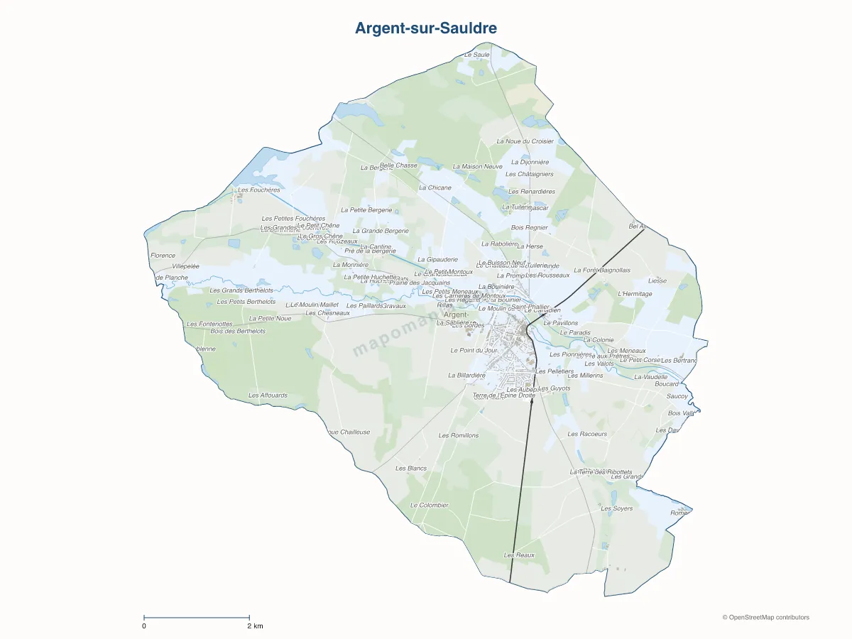 Carte de Argent-sur-Sauldre à personnaliser