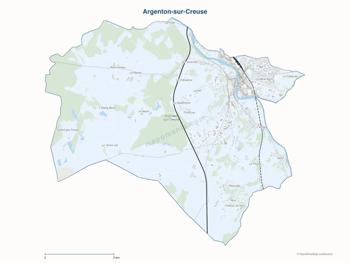 Carte de Argenton-sur-Creuse à personnaliser