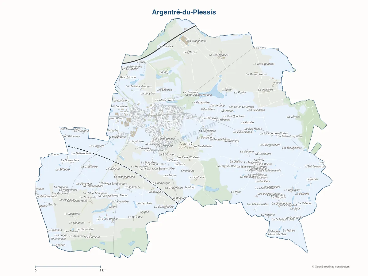 Carte de Argentré-du-Plessis à personnaliser