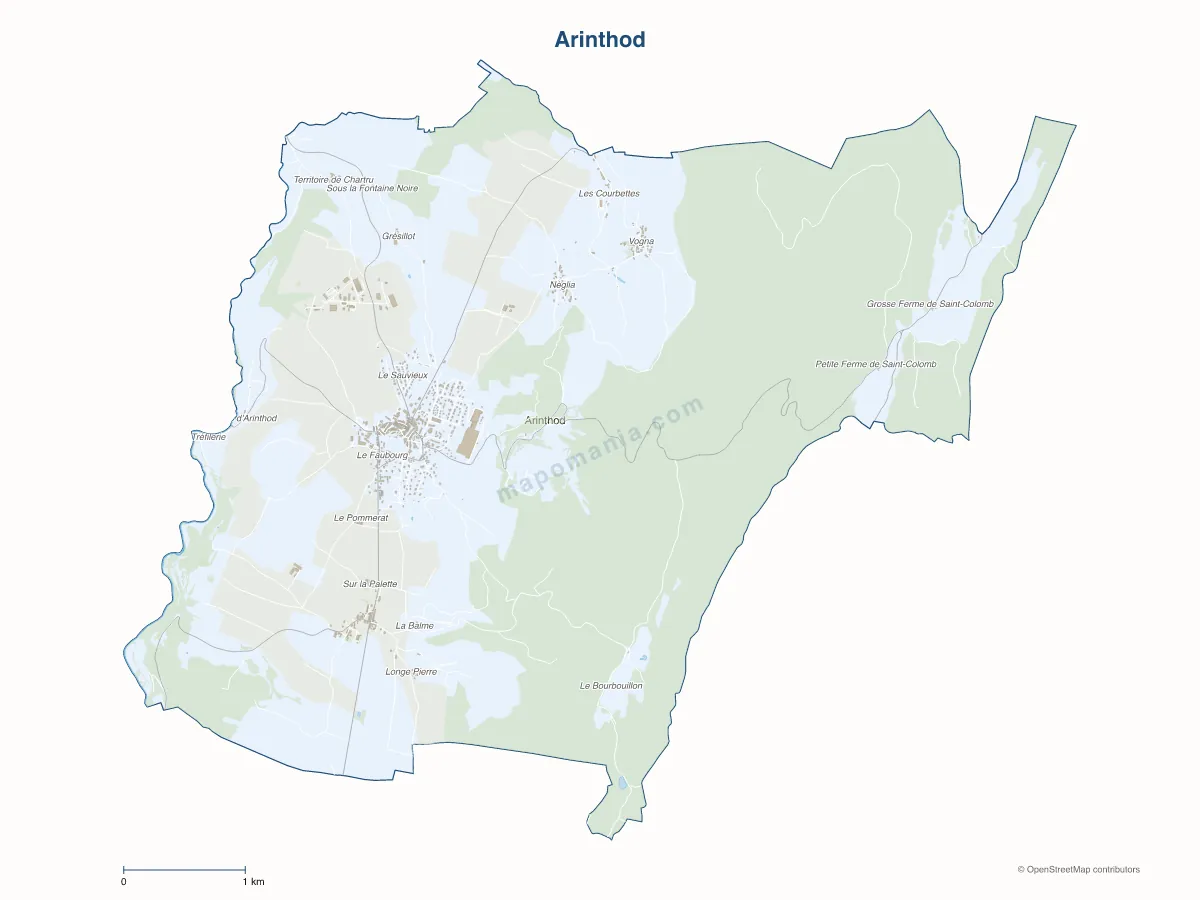 Carte de Arinthod à personnaliser