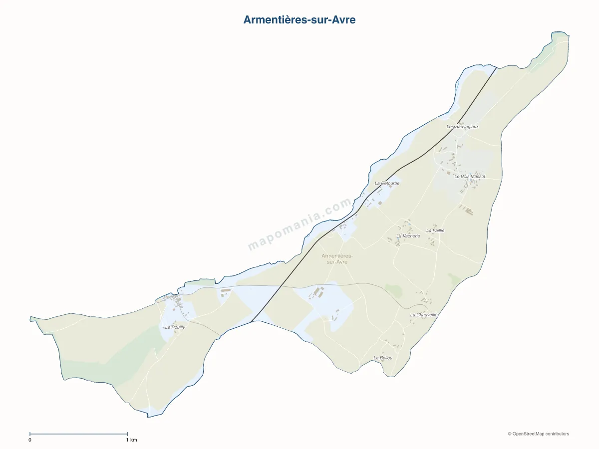 Carte de Armentières-sur-Avre à personnaliser