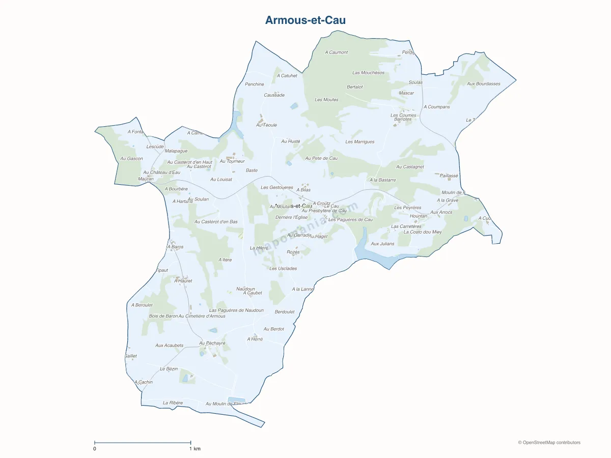Carte de Armous-et-Cau à personnaliser