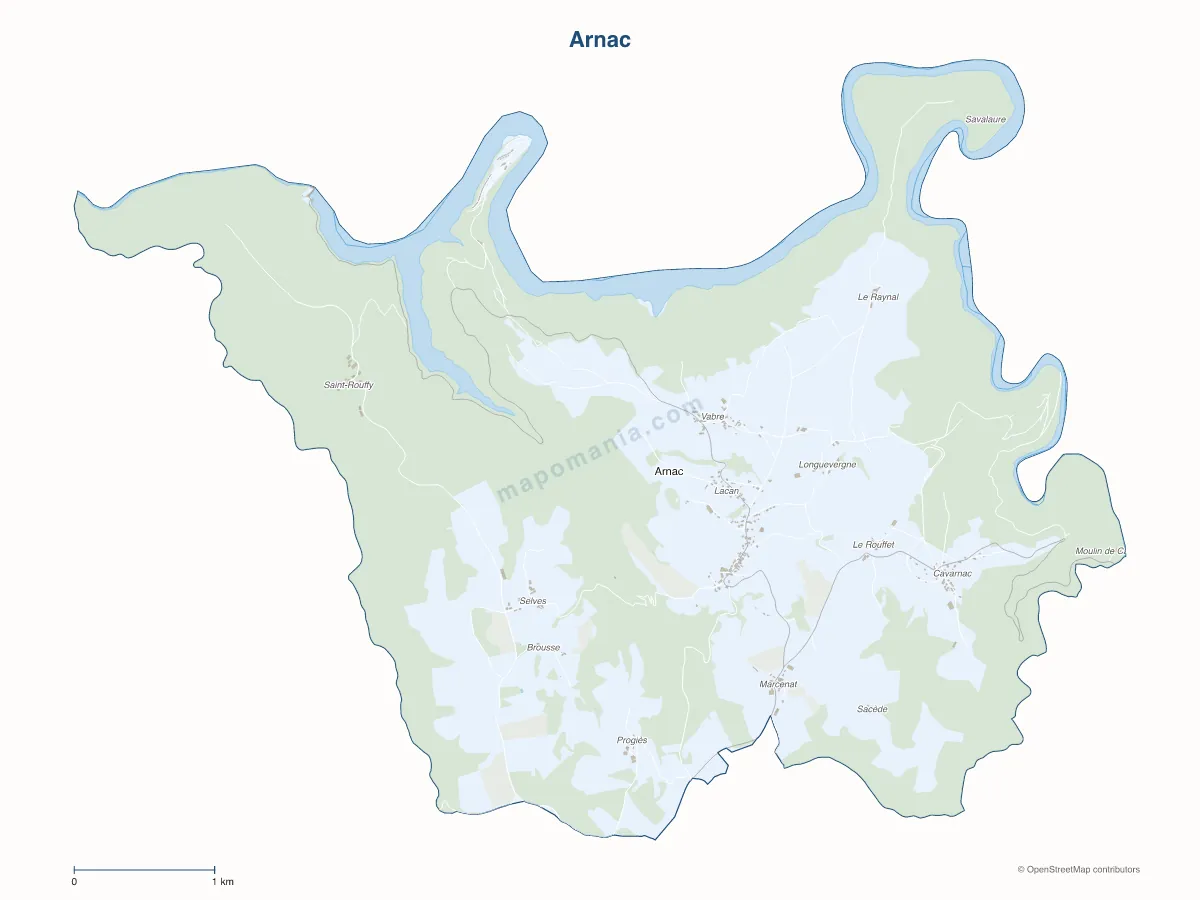 Carte de Arnac à personnaliser