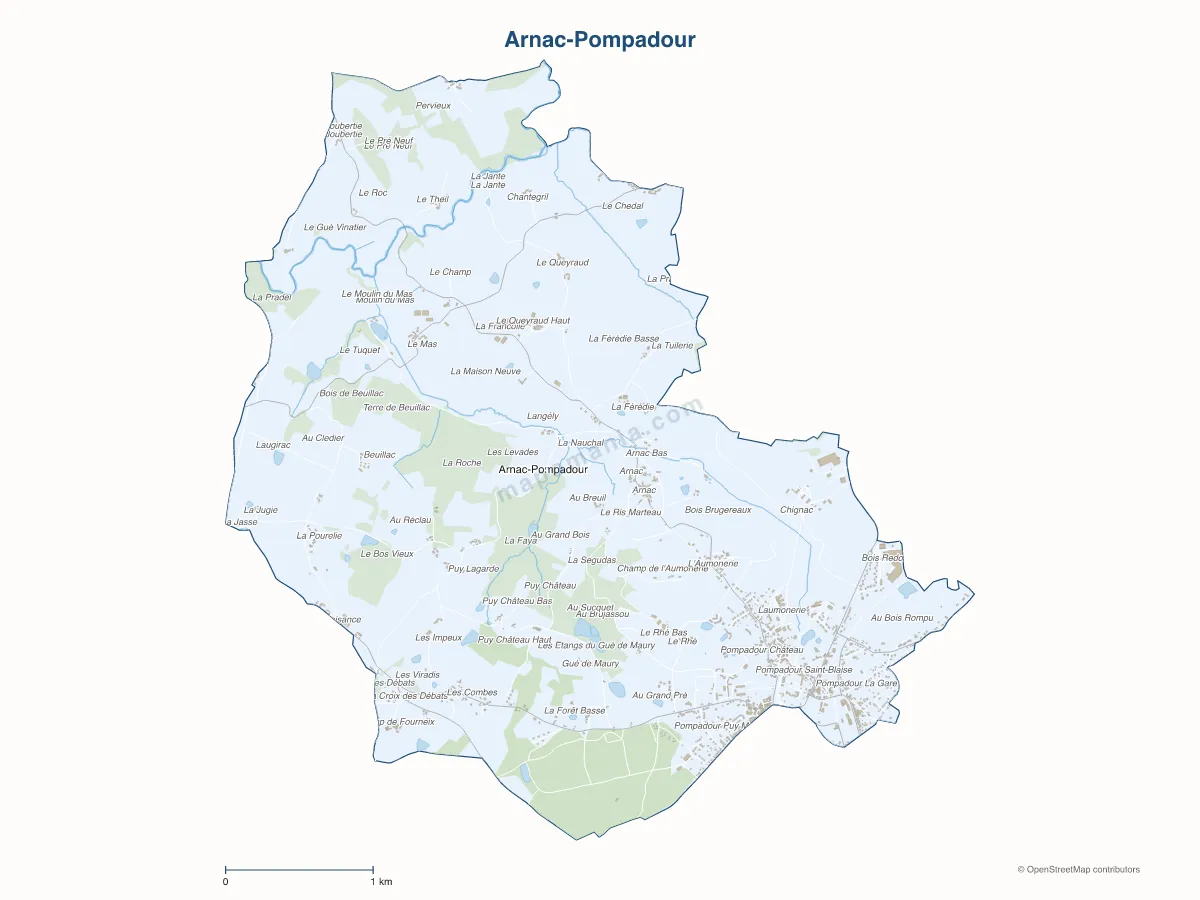 Carte de Arnac-Pompadour à personnaliser