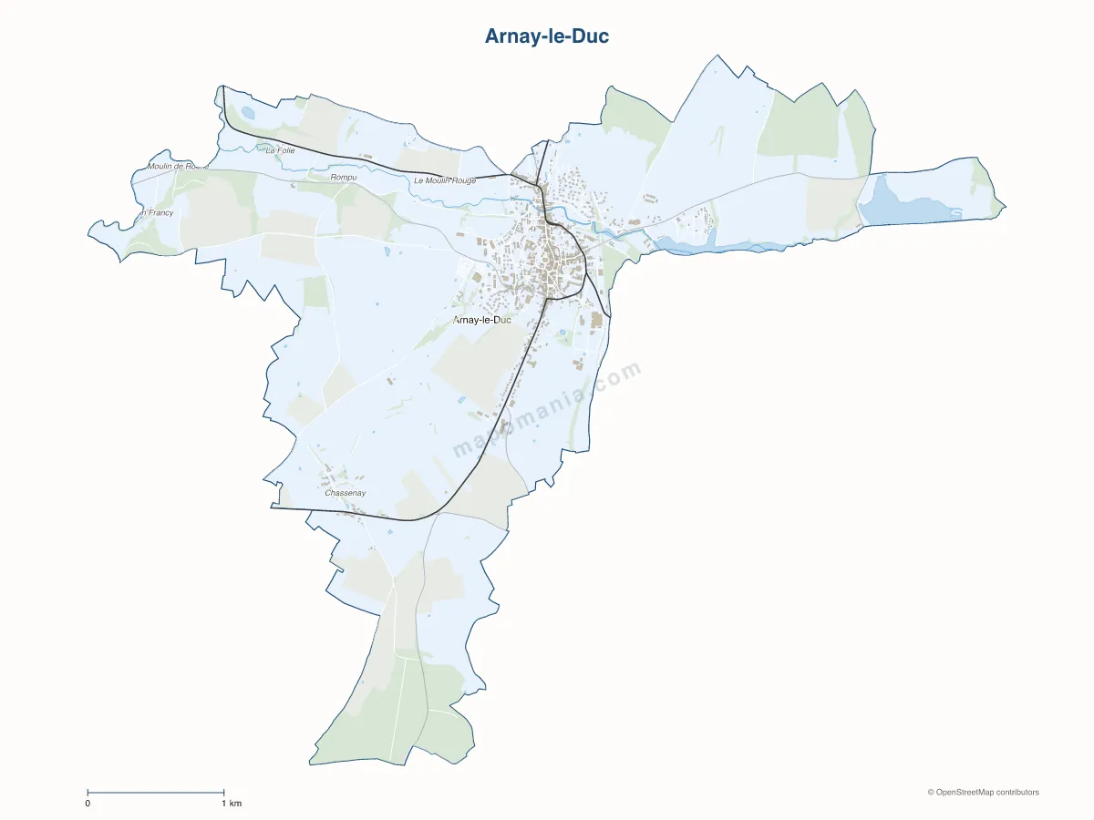 Carte de Arnay-le-Duc à personnaliser
