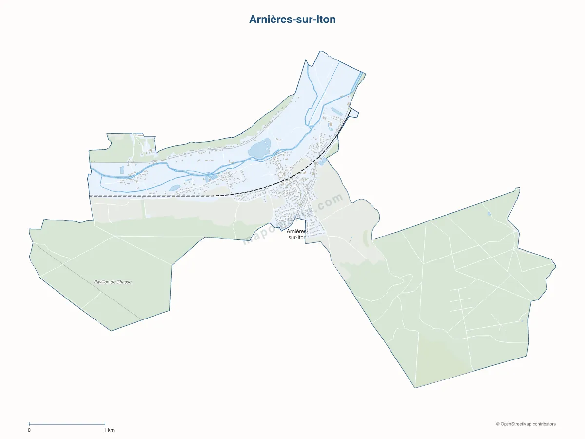 Carte de Arnières-sur-Iton à personnaliser
