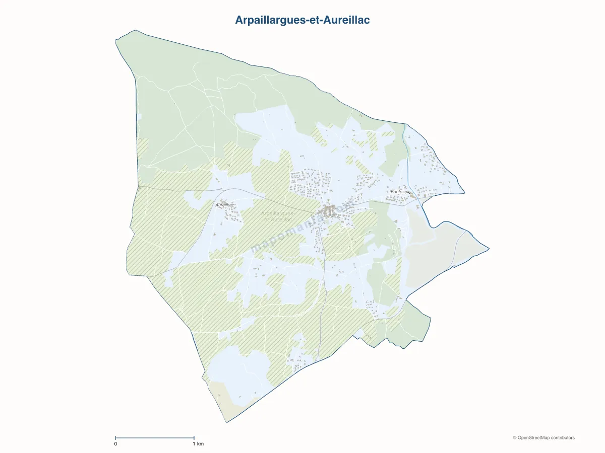 Carte de Arpaillargues-et-Aureillac à personnaliser