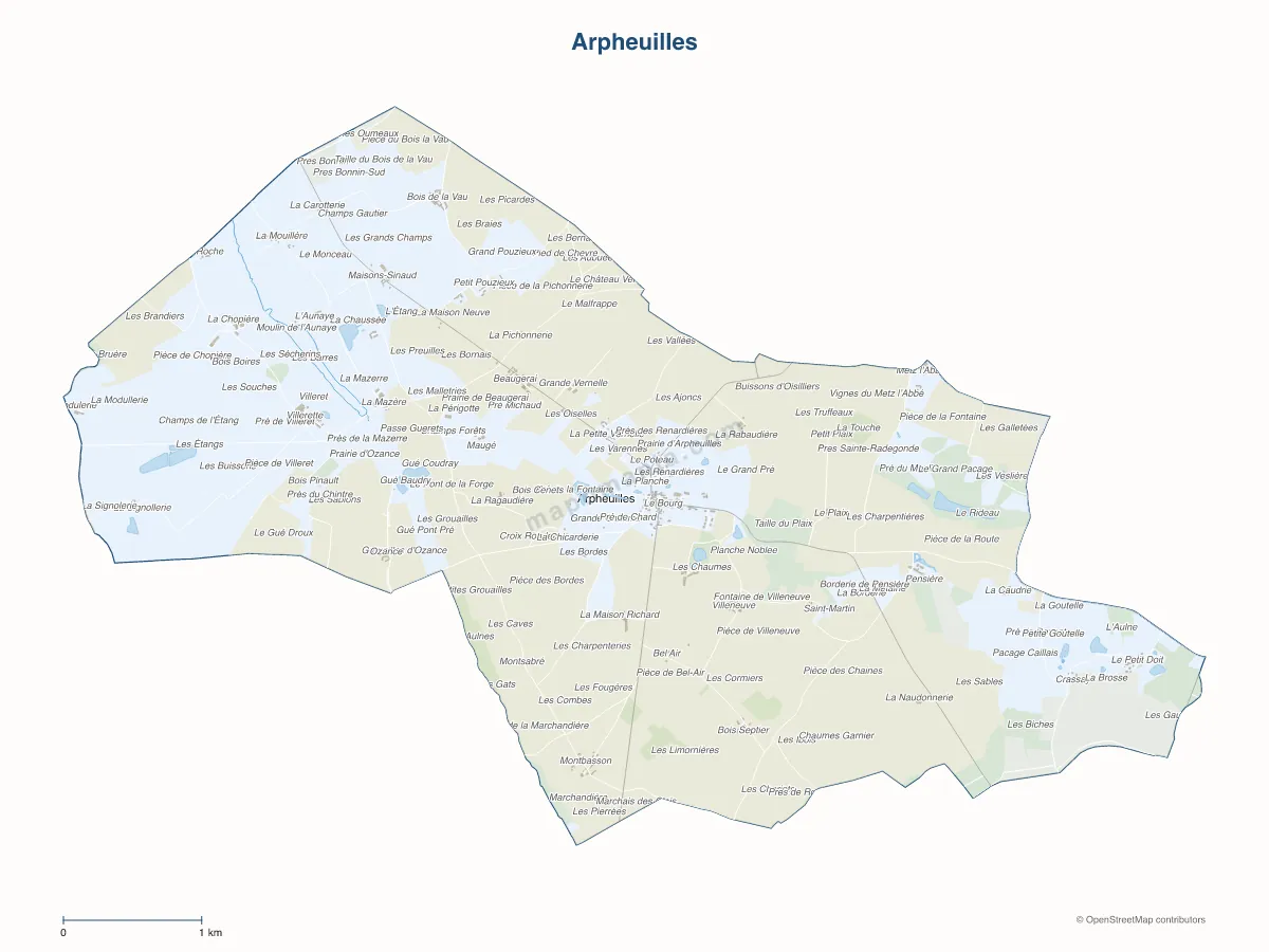Carte de Arpheuilles à personnaliser