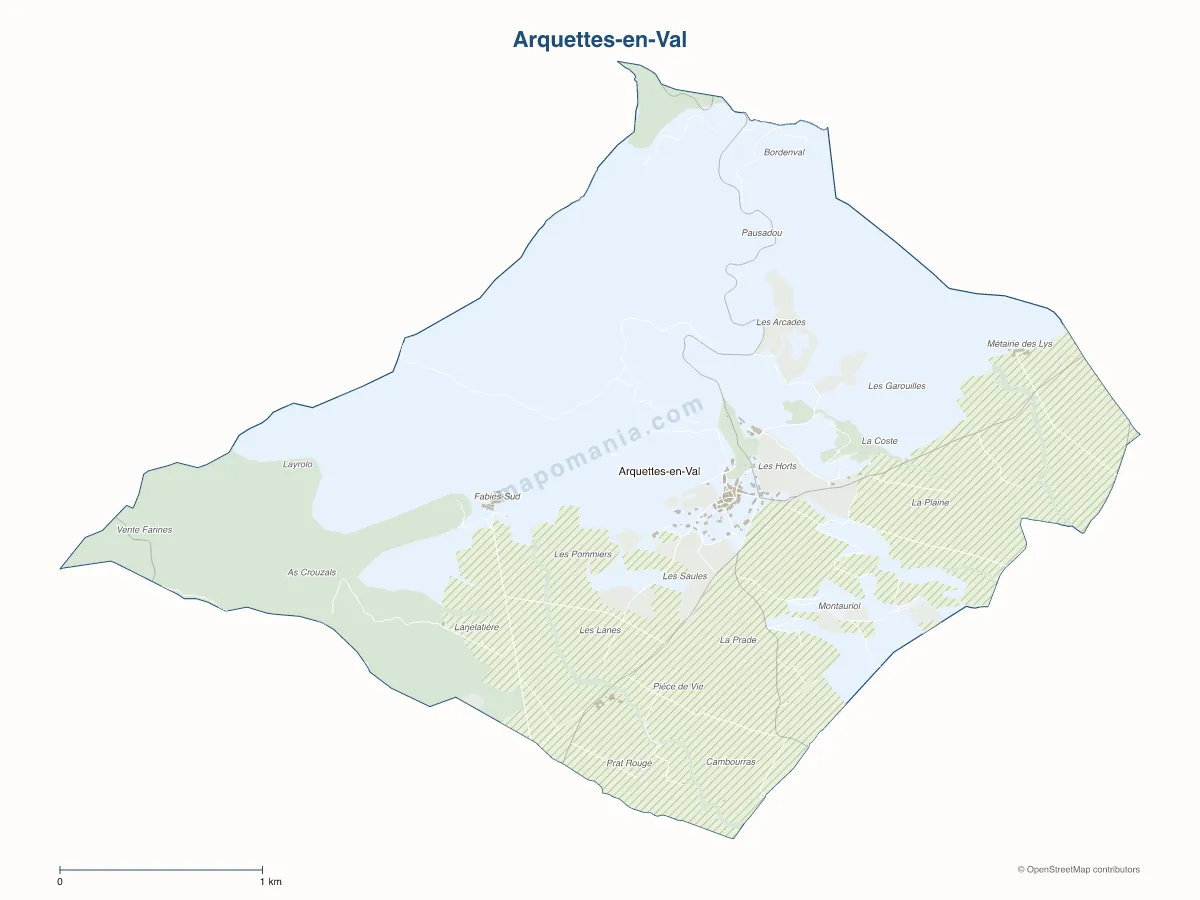 Carte de Arquettes-en-Val à personnaliser
