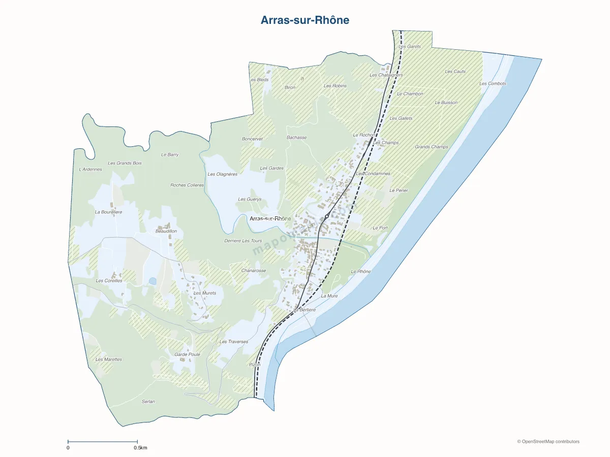Carte de Arras-sur-Rhône à personnaliser