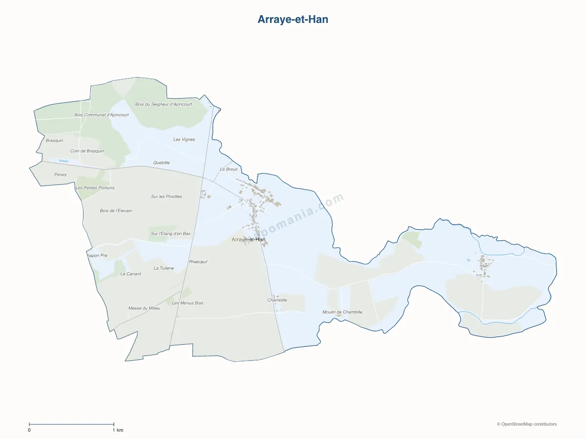 Carte de Arraye-et-Han à personnaliser