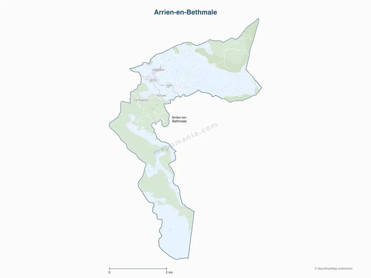 Carte de Arrien-en-Bethmale à personnaliser