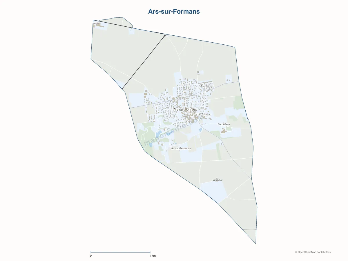 Carte de Ars-sur-Formans à personnaliser