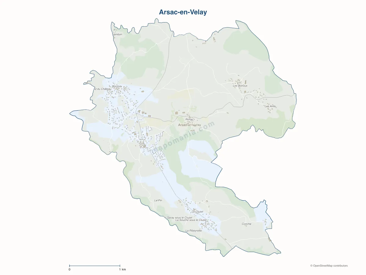 Carte de Arsac-en-Velay à personnaliser