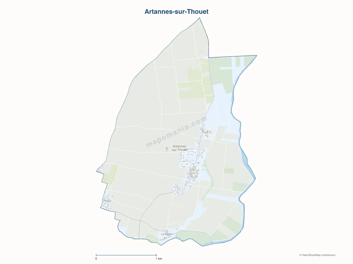 Carte de Artannes-sur-Thouet à personnaliser