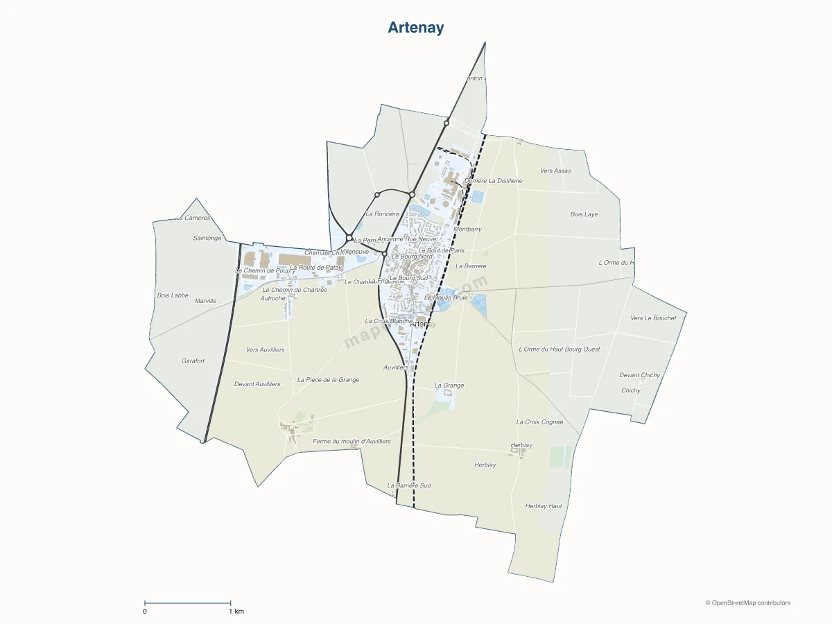 Carte de Artenay à personnaliser