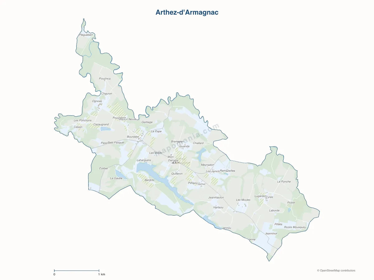 Carte de Arthez-d'Armagnac à personnaliser