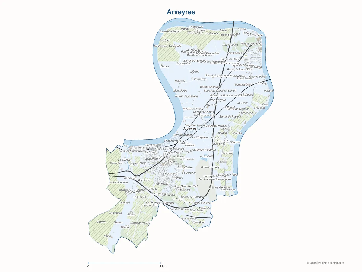 Carte de Arveyres à personnaliser