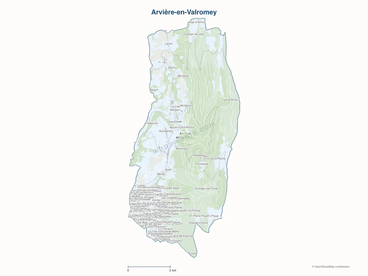Carte de Arvière-en-Valromey à personnaliser