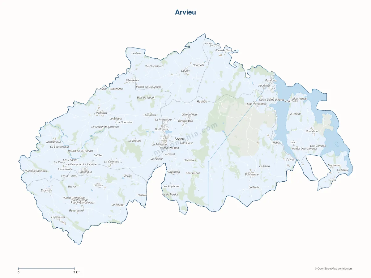 Carte de Arvieu à personnaliser