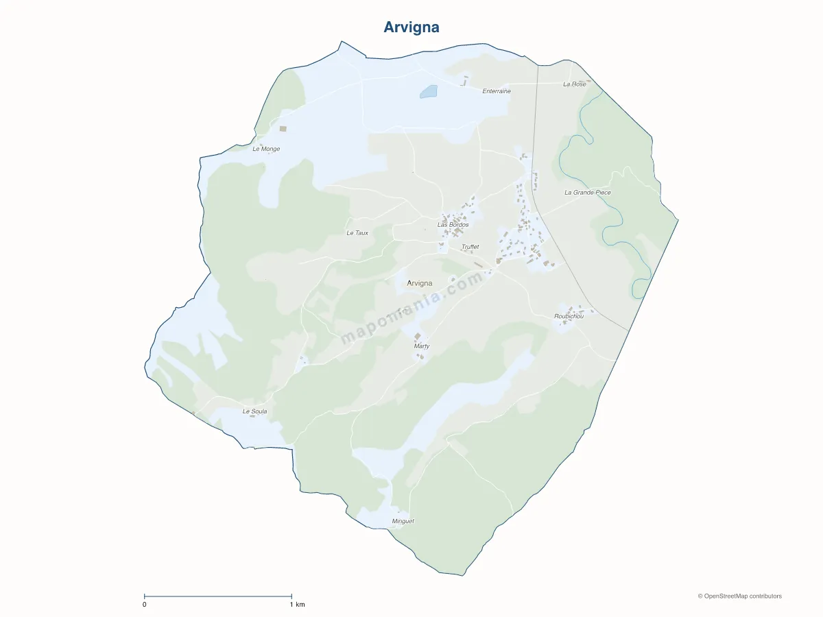 Carte de Arvigna à personnaliser