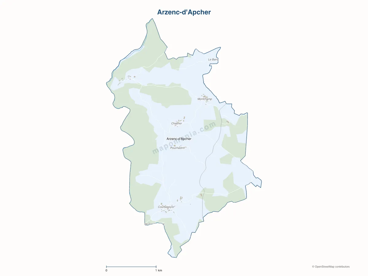 Carte de Arzenc-d'Apcher à personnaliser