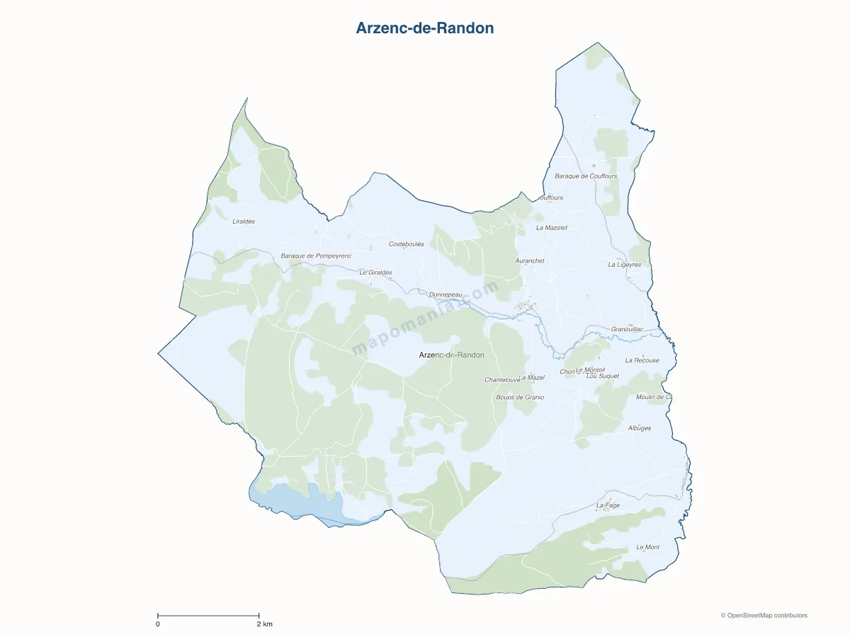Carte de Arzenc-de-Randon à personnaliser