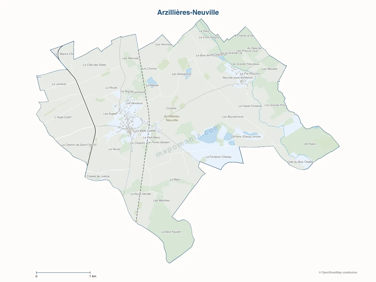 Carte de Arzillières-Neuville à personnaliser