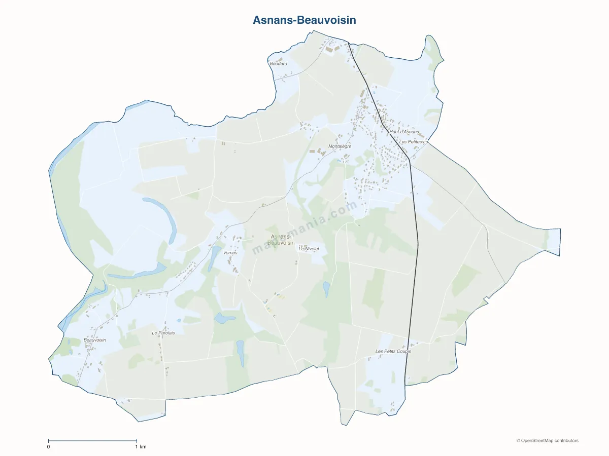 Carte de Asnans-Beauvoisin à personnaliser