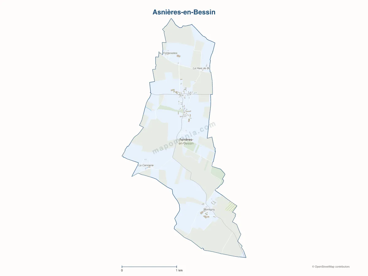 Carte de Asnières-en-Bessin à personnaliser