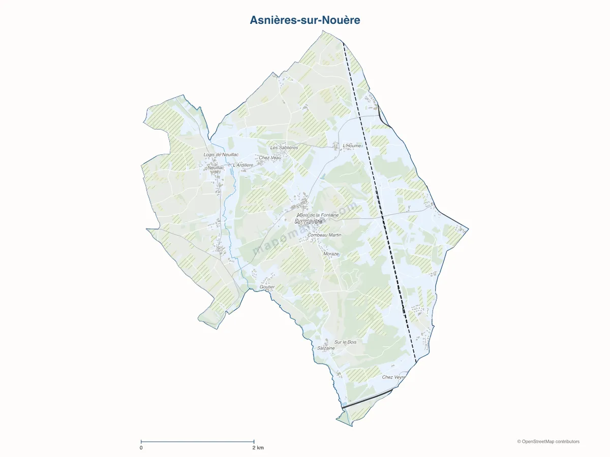 Carte de Asnières-sur-Nouère à personnaliser