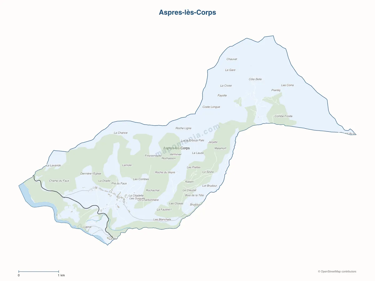 Carte de Aspres-lès-Corps à personnaliser
