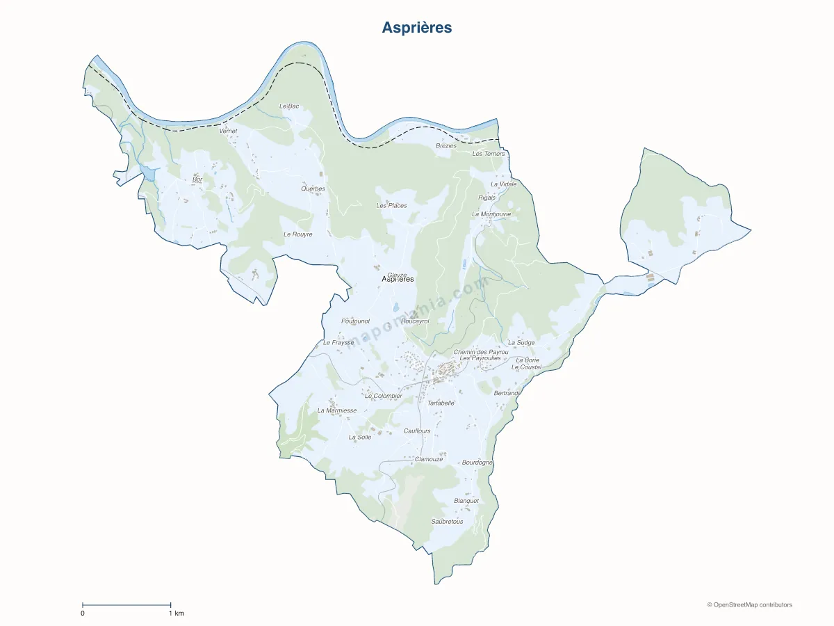 Carte de Asprières à personnaliser