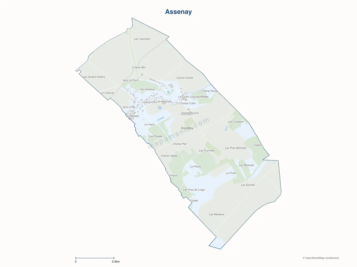 Carte de Assenay à personnaliser