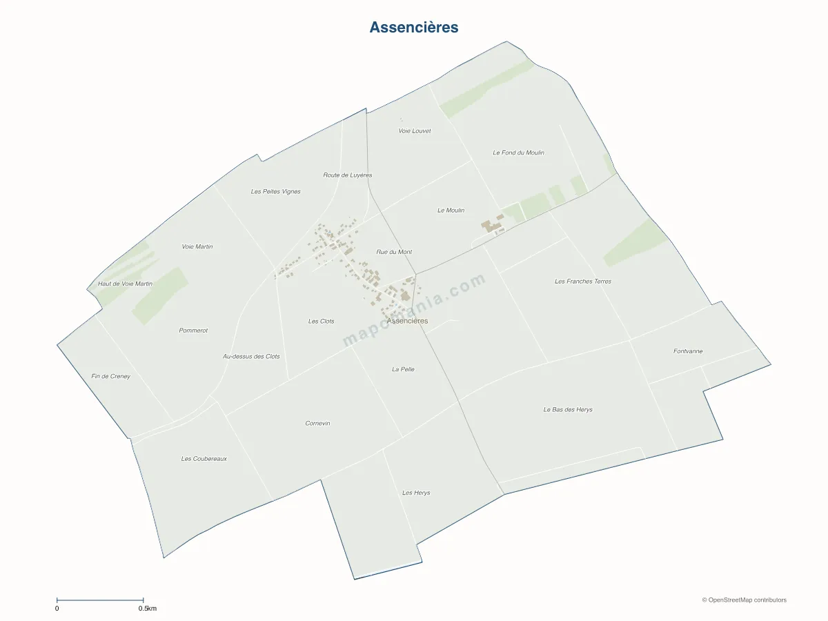 Carte de Assencières à personnaliser