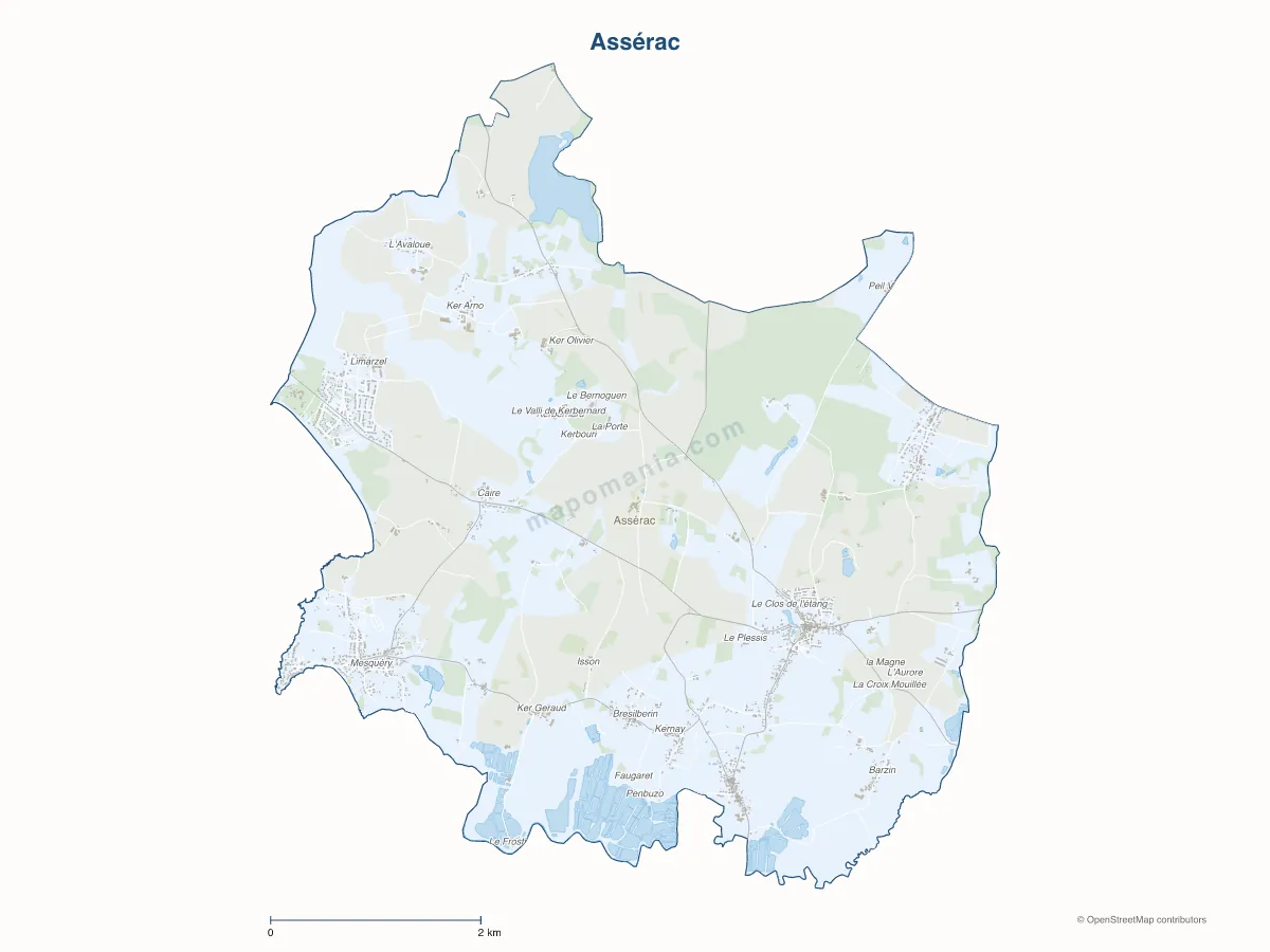 Carte de Assérac à personnaliser