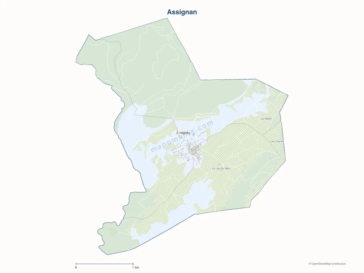 Carte de Assignan à personnaliser