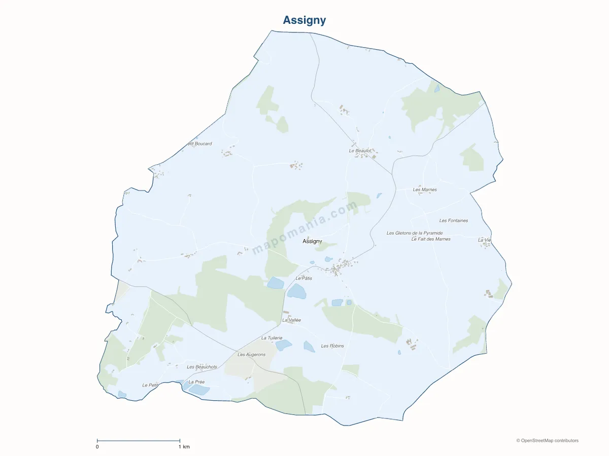 Carte de Assigny à personnaliser