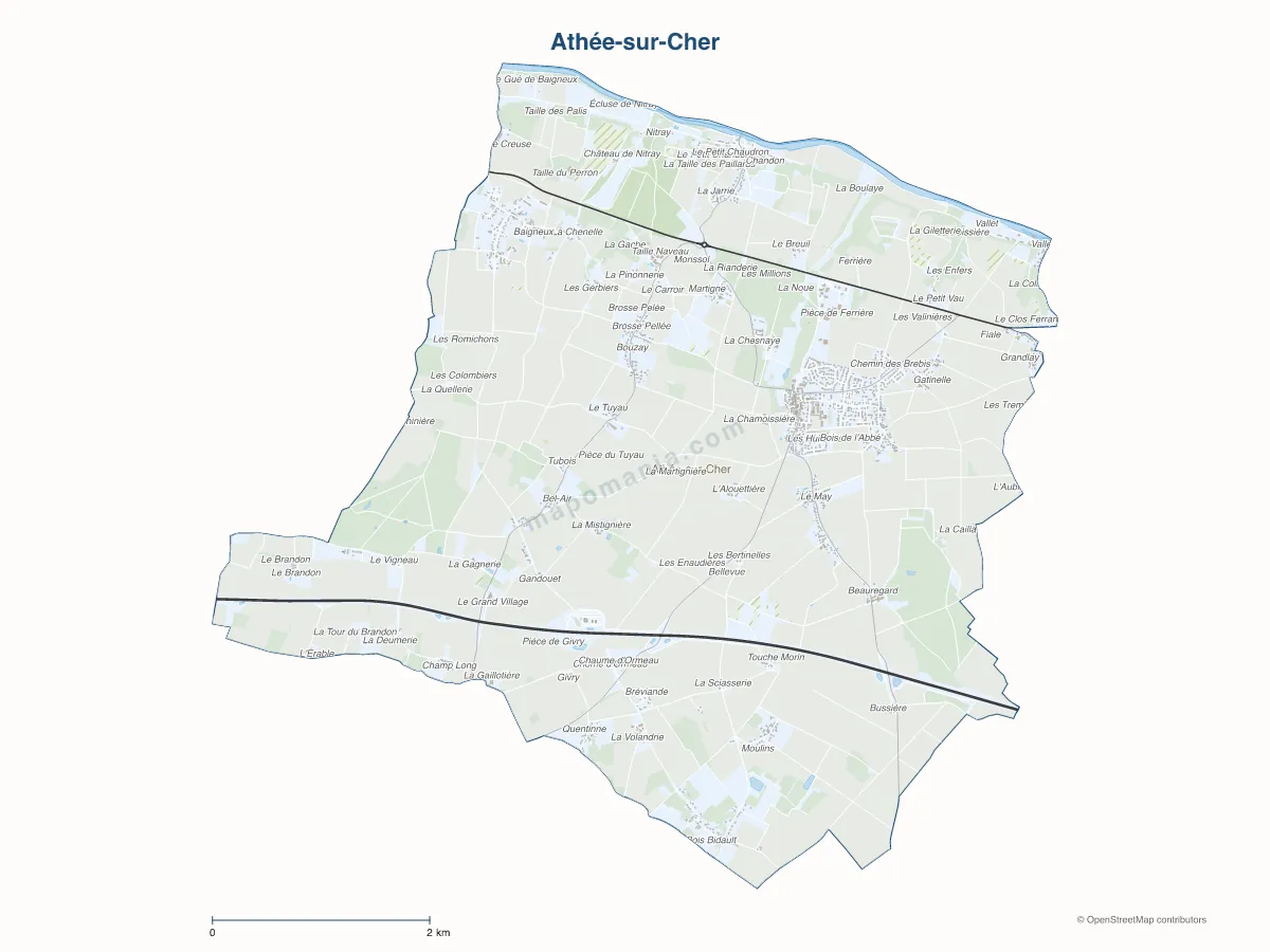 Carte de Athée-sur-Cher à personnaliser