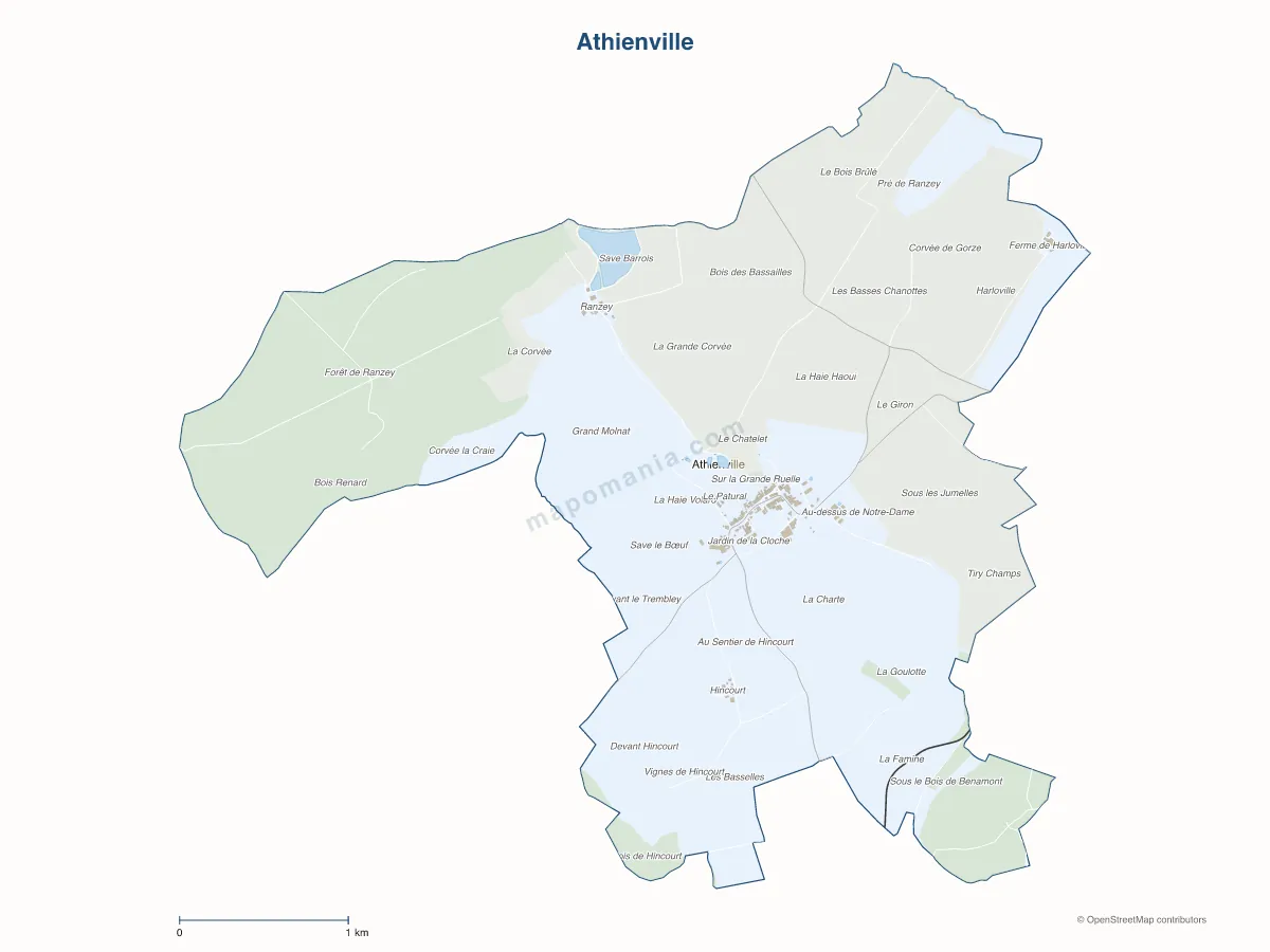 Carte de Athienville à personnaliser