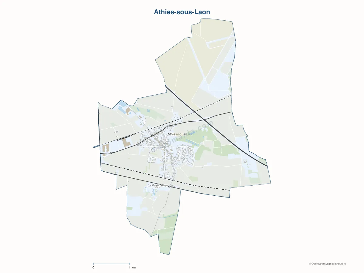 Carte de Athies-sous-Laon à personnaliser