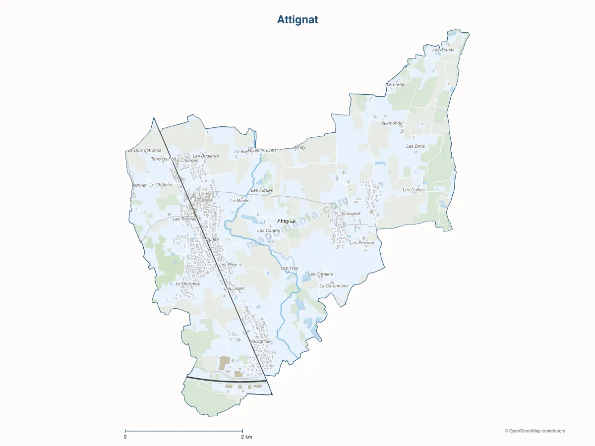 Carte de Attignat à personnaliser