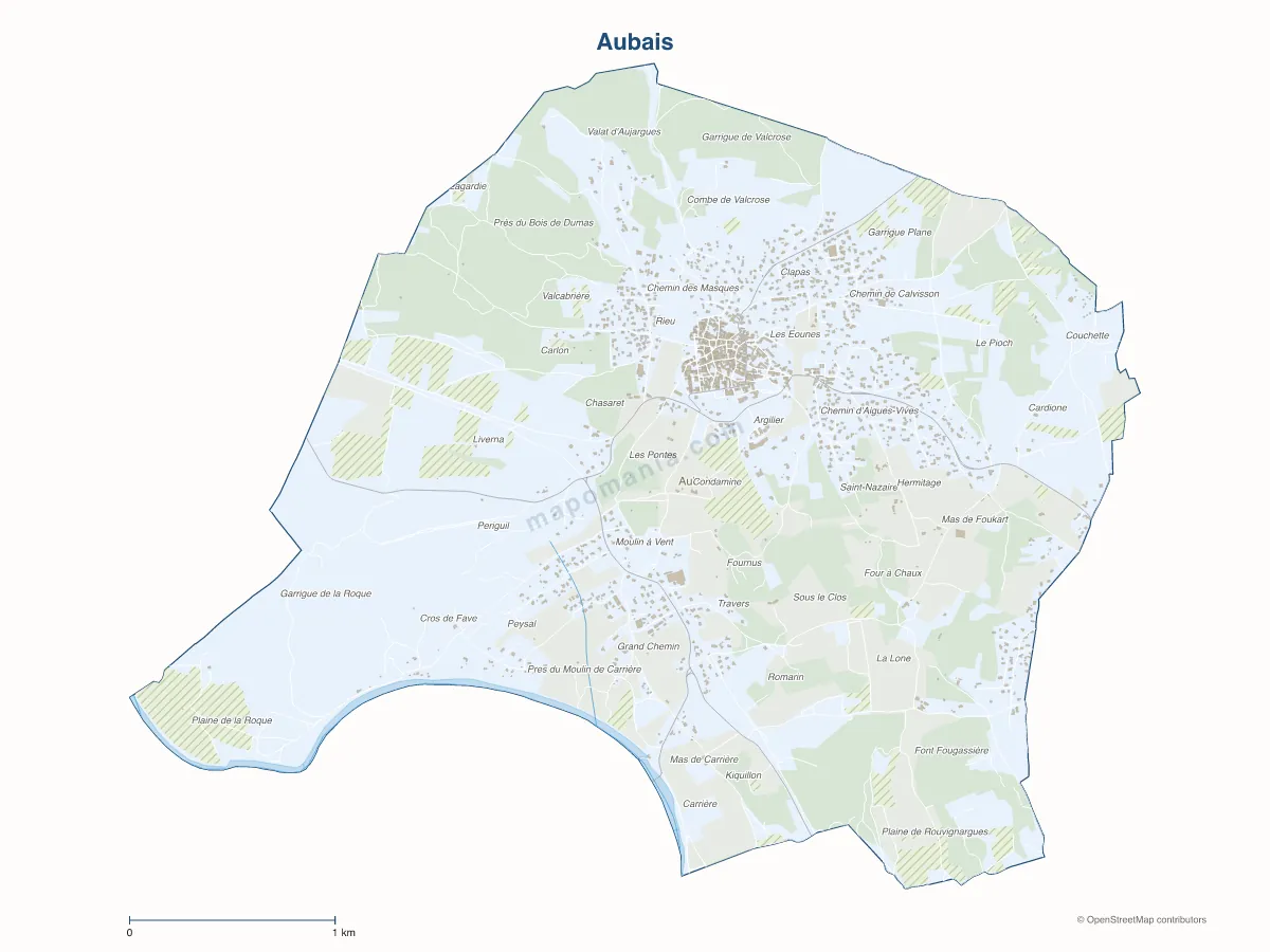 Carte de Aubais à personnaliser