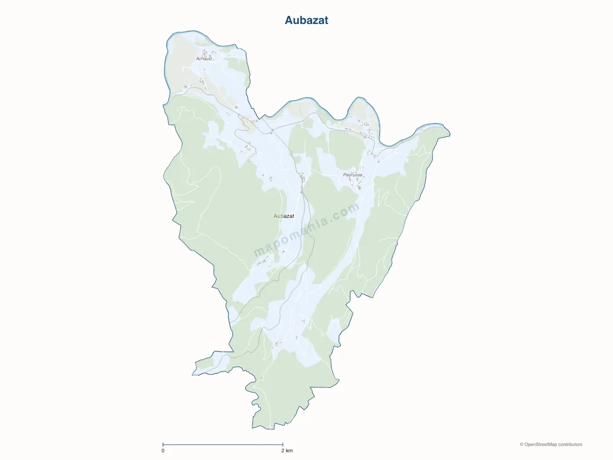 Carte de Aubazat à personnaliser