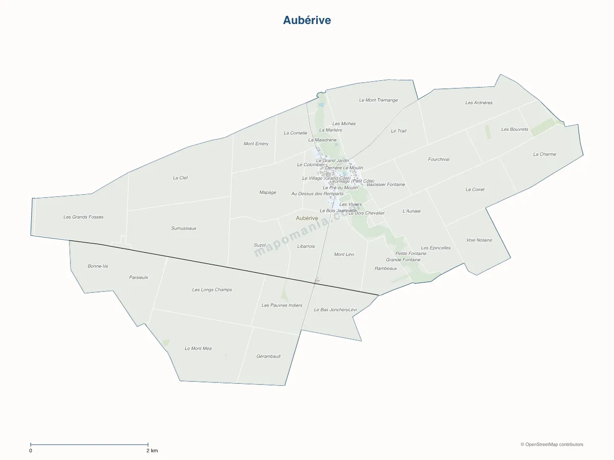 Carte de Aubérive à personnaliser