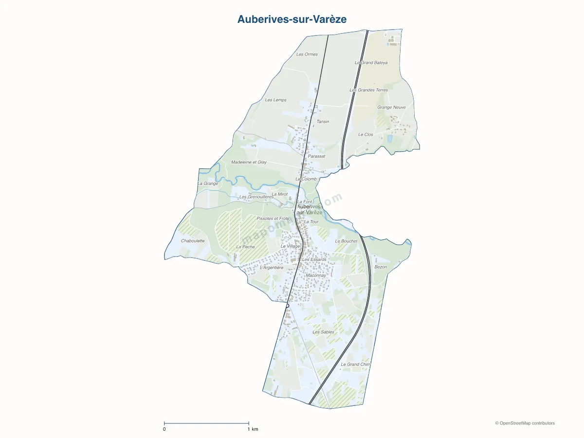Carte de Auberives-sur-Varèze à personnaliser