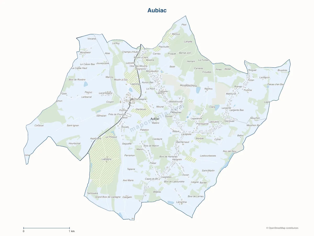 Carte de Aubiac à personnaliser