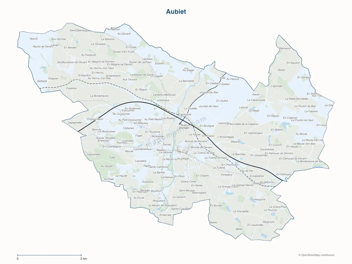 Carte de Aubiet à personnaliser